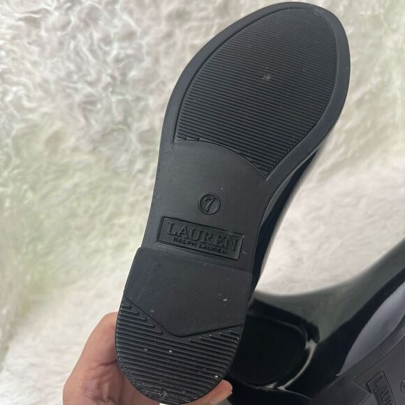 Lauren Ralph Lauren Black Shiny Waterproof Rubber‎ Ankle Rain Boots size 7B - Picture 7 of 8